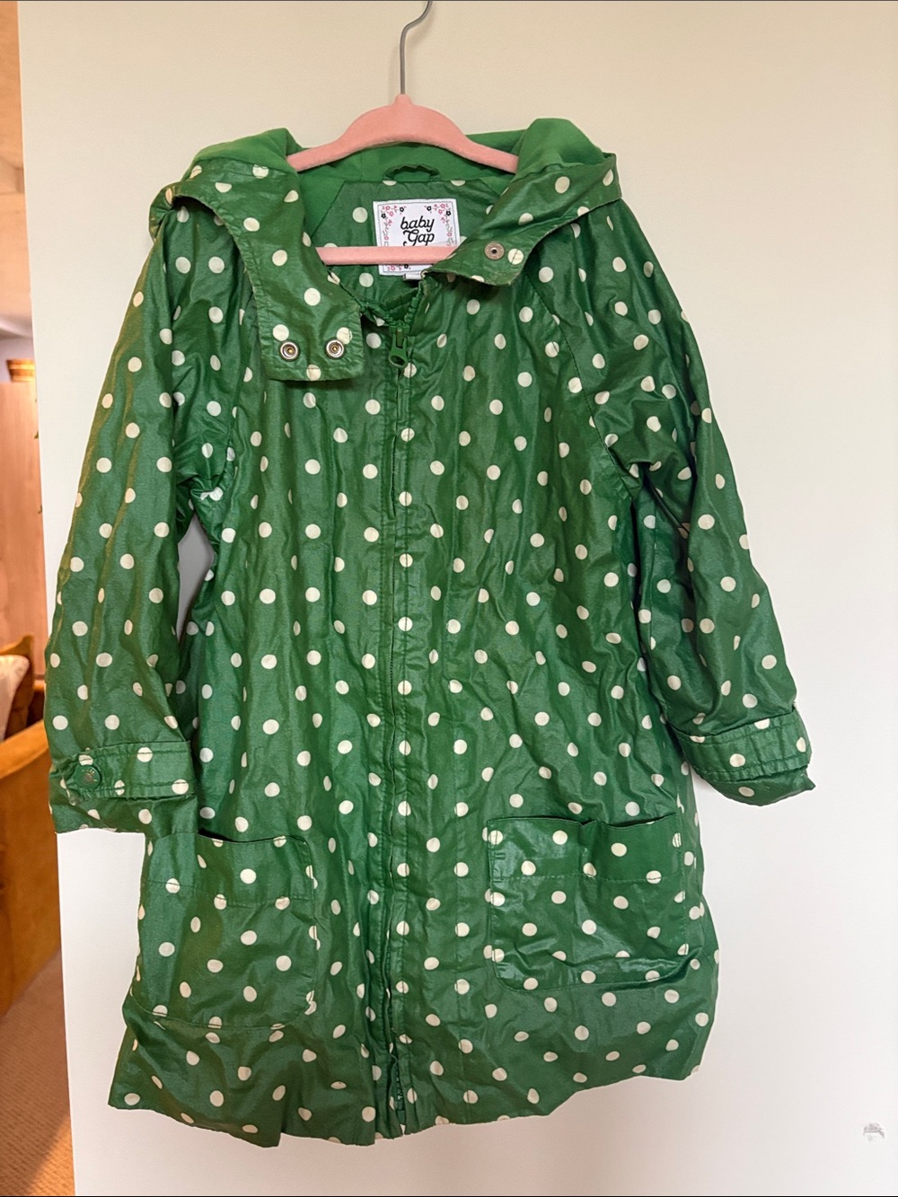 Baby Gap Green Polka Dot Hooded Raincoat – Size 5